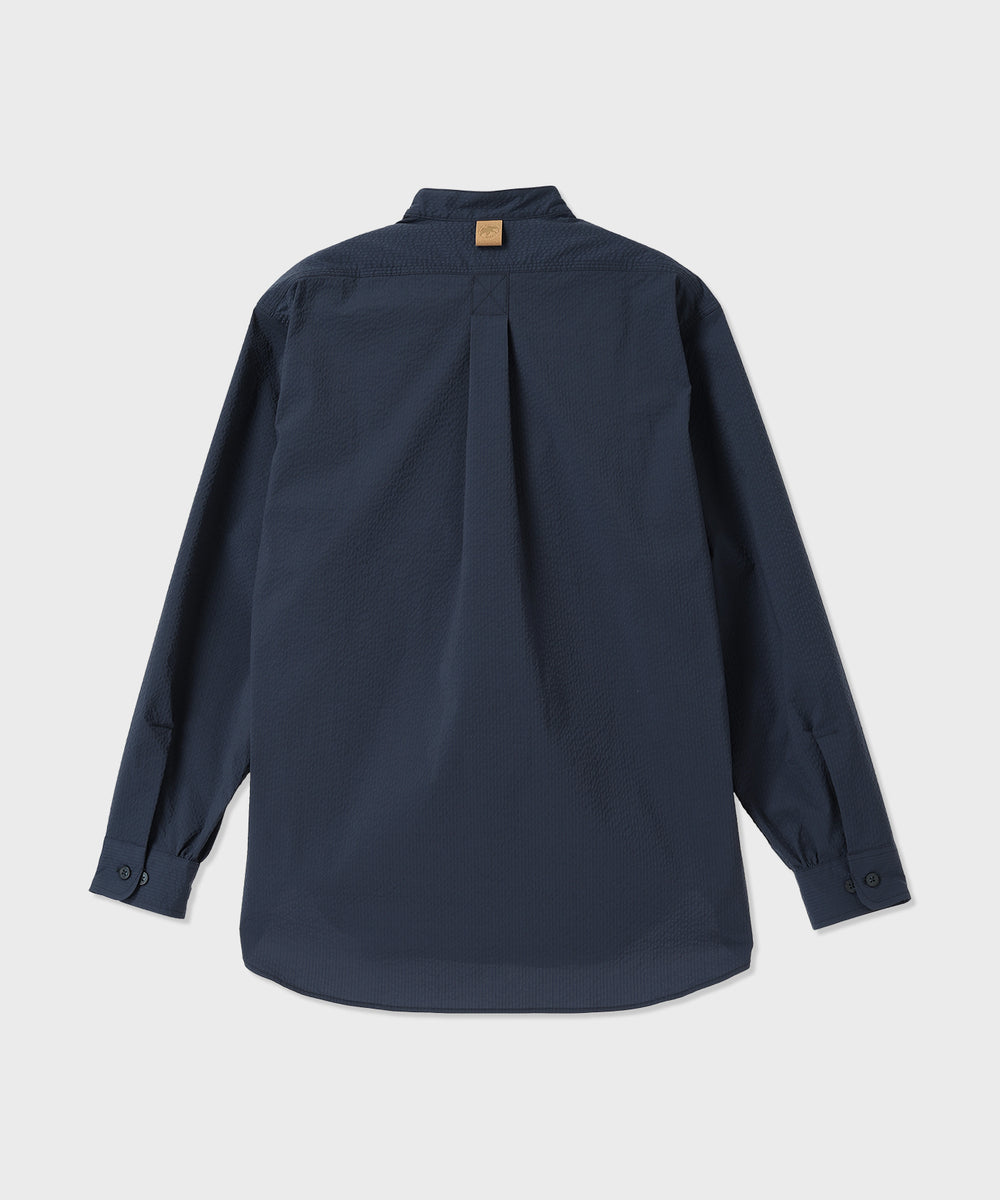 バンドカラーロングスリーブシャツ 61ST01]ネイビー6205620178メンズ