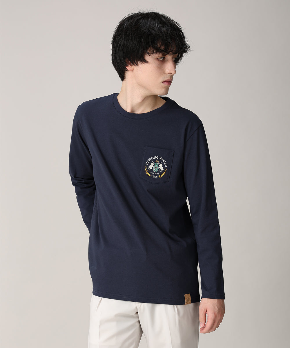 ポケットロングスリーブTシャツ 61TS01]ネイビー6205660178メンズ