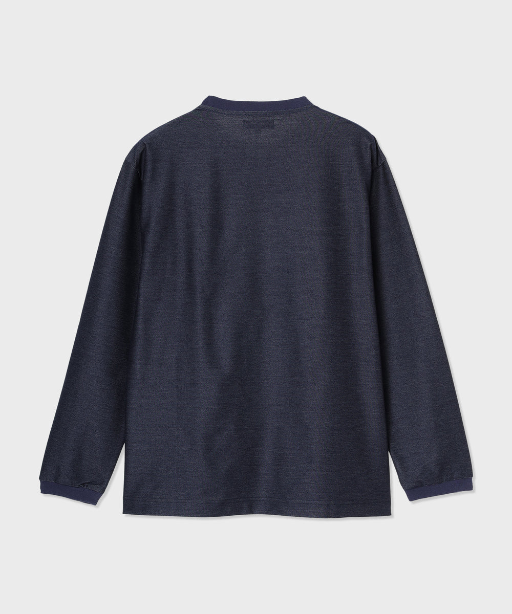 デニムジャージーロングスリーブTシャツ 62TS03]ネイビー6206660378