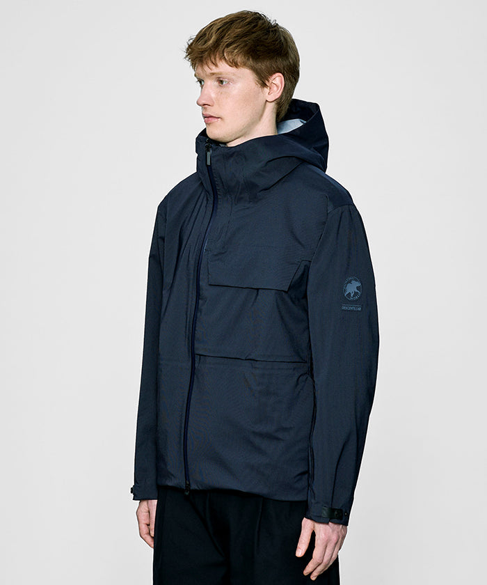 Field & Stream フード付きジャケット L ネイビー CRAFTED BY DESCENTE.LAB[ハードシェル アシンメトリーフィールド