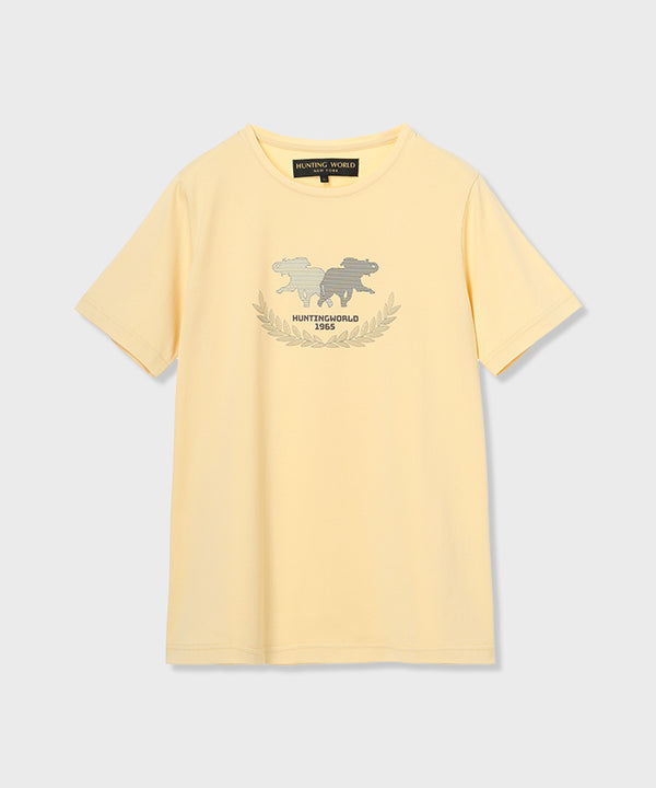 【上品なプリント柄 】Jaune Calisson HERMES マイクロTシャツ 上品なプリント柄 】Jaune Calisson HERMES マイクロTシャツ