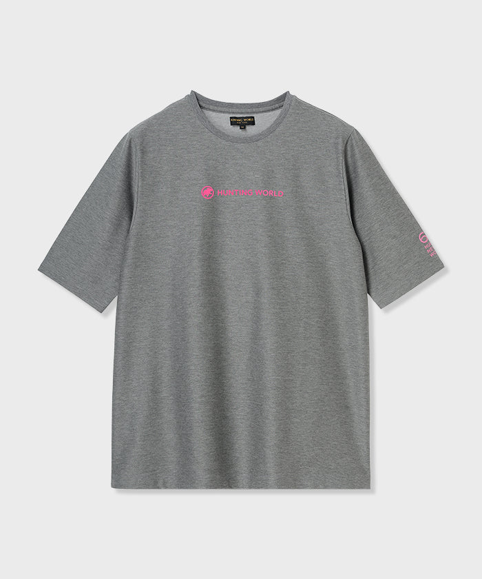 HUNTING WORLD - HUNTING WORLD(ハンティングワールド) 半袖Tシャツ サイズS レディース - ライトグレー×ピンク クルーネック Amazon.co.jp: ハンティングワールド 半袖 Tシャツ ピンク L