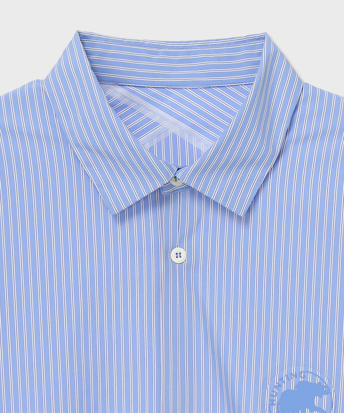 CRAFTED BY DESCENTE.LAB[シンセティック・ブロードクロス ボクシーフィット長袖シャツ FLS70M]ライトブルー 6234601260メンズ