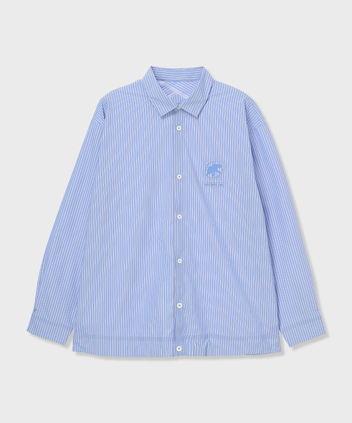 CRAFTED BY DESCENTE.LAB[シンセティック・ブロードクロス ボクシーフィット長袖シャツ FLS70M]ライトブルー 6234601260メンズ (ライトブルー)