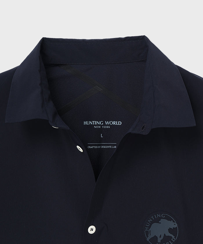 CRAFTED BY DESCENTE.LAB[タイプライタークロス ボクシーフィット長袖シャツ FLS71M]ネイビー6234601378メンズ