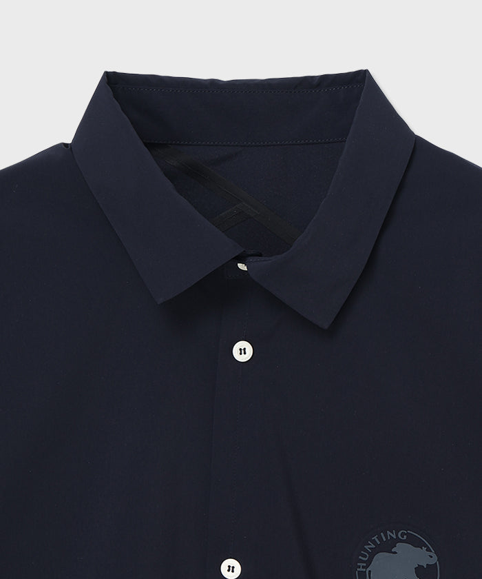 CRAFTED BY DESCENTE.LAB[タイプライタークロス ボクシーフィット長袖シャツ FLS71M]ネイビー6234601378メンズ