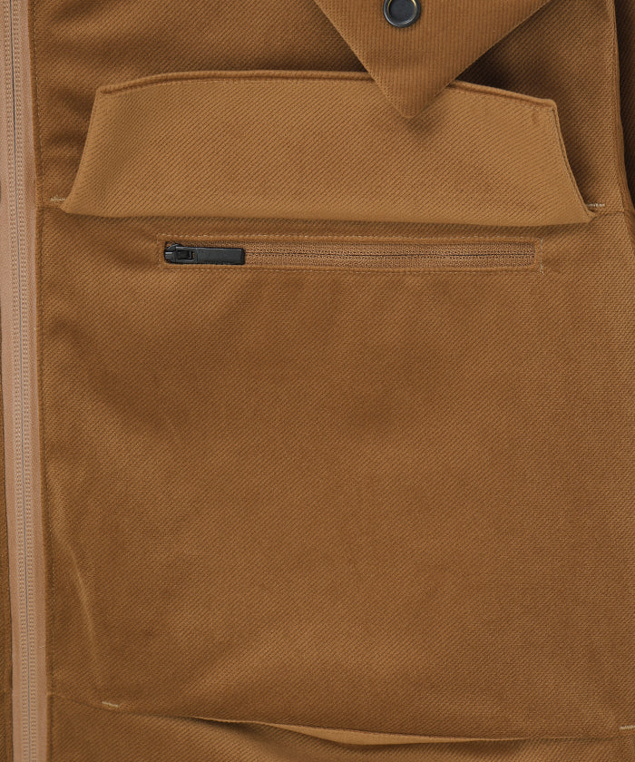 CRAFTED BY DESCENTE.LAB[シンセティック・ベロアツイル ウォータープルーフ ダウンジャケット FDJ10M]キャメル6234600134メンズ