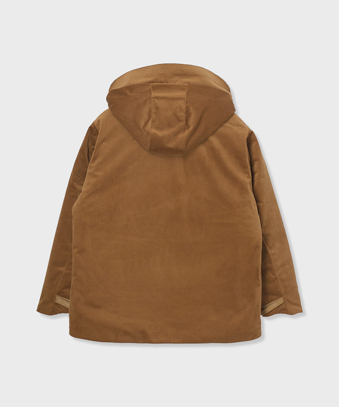 CRAFTED BY DESCENTE.LAB[シンセティック・ベロアツイル ウォータープルーフ ダウンジャケット FDJ10M]キャメル6234600134メンズ