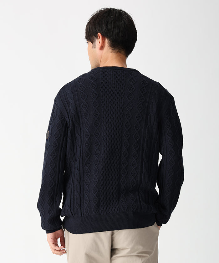 [ケーブルクルーネック 52KN01]ネイビー6204640178 9