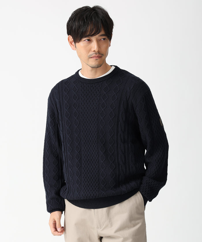 [ケーブルクルーネック 52KN01]ネイビー6204640178 8