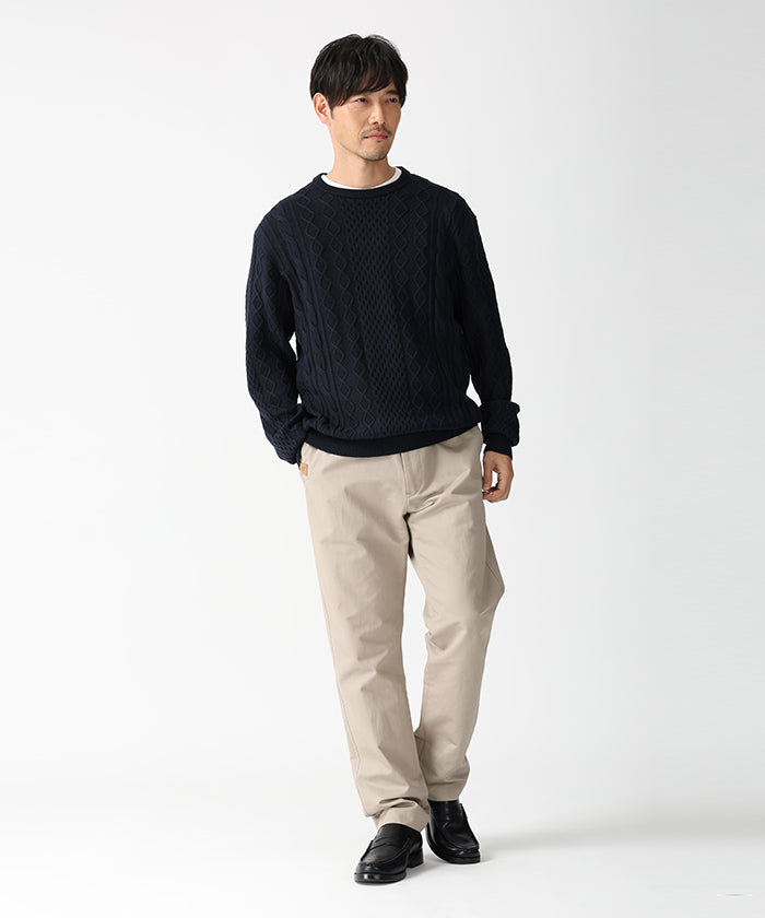 [ケーブルクルーネック 52KN01]ネイビー6204640178 1
