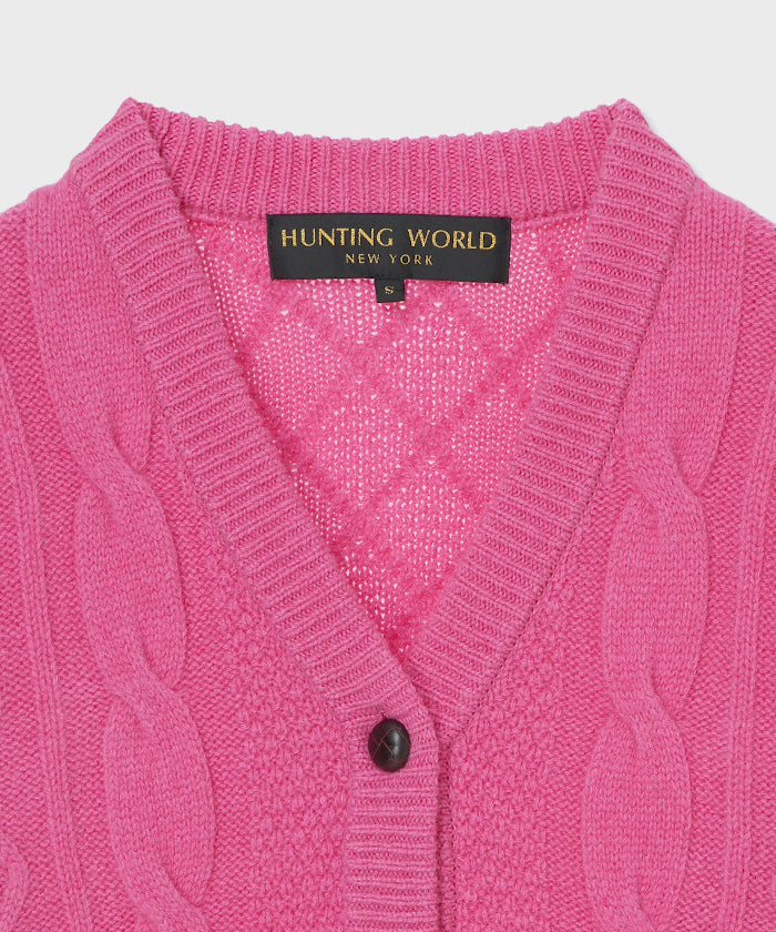 [ケーブルカーディガン 52KN52]ピンク6204745212ウィメンズ 4