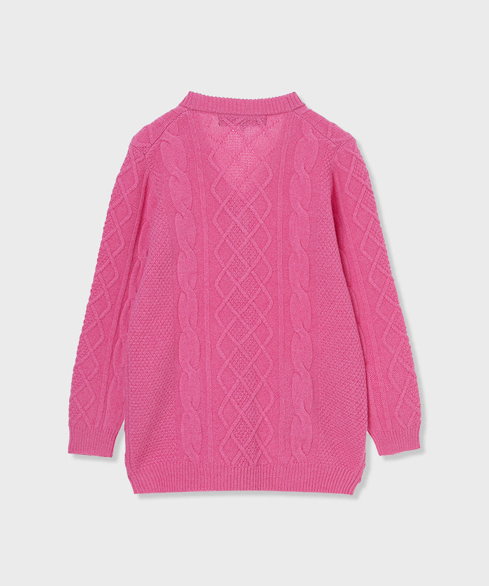 [ケーブルカーディガン 52KN52]ピンク6204745212ウィメンズ 3