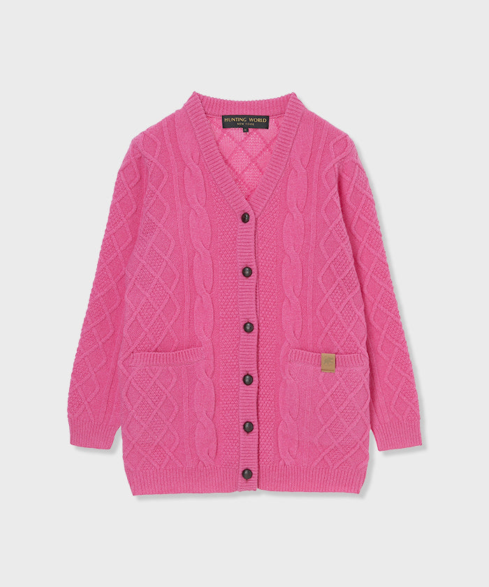 [ケーブルカーディガン 52KN52]ピンク6204745212ウィメンズ (ピンク)