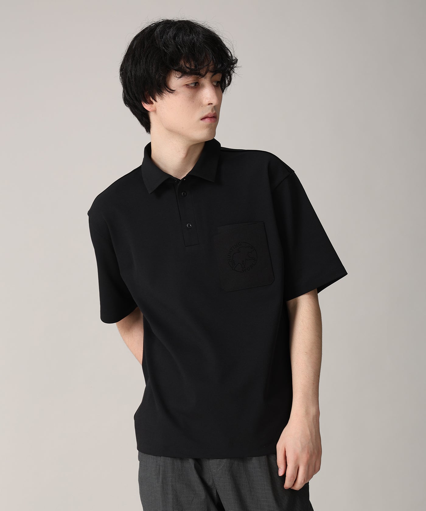 CRAFTED BY DESCENTE.LAB[ハーフスリーブポロシャツ SHS04M]ブラック6235600608メンズ 1