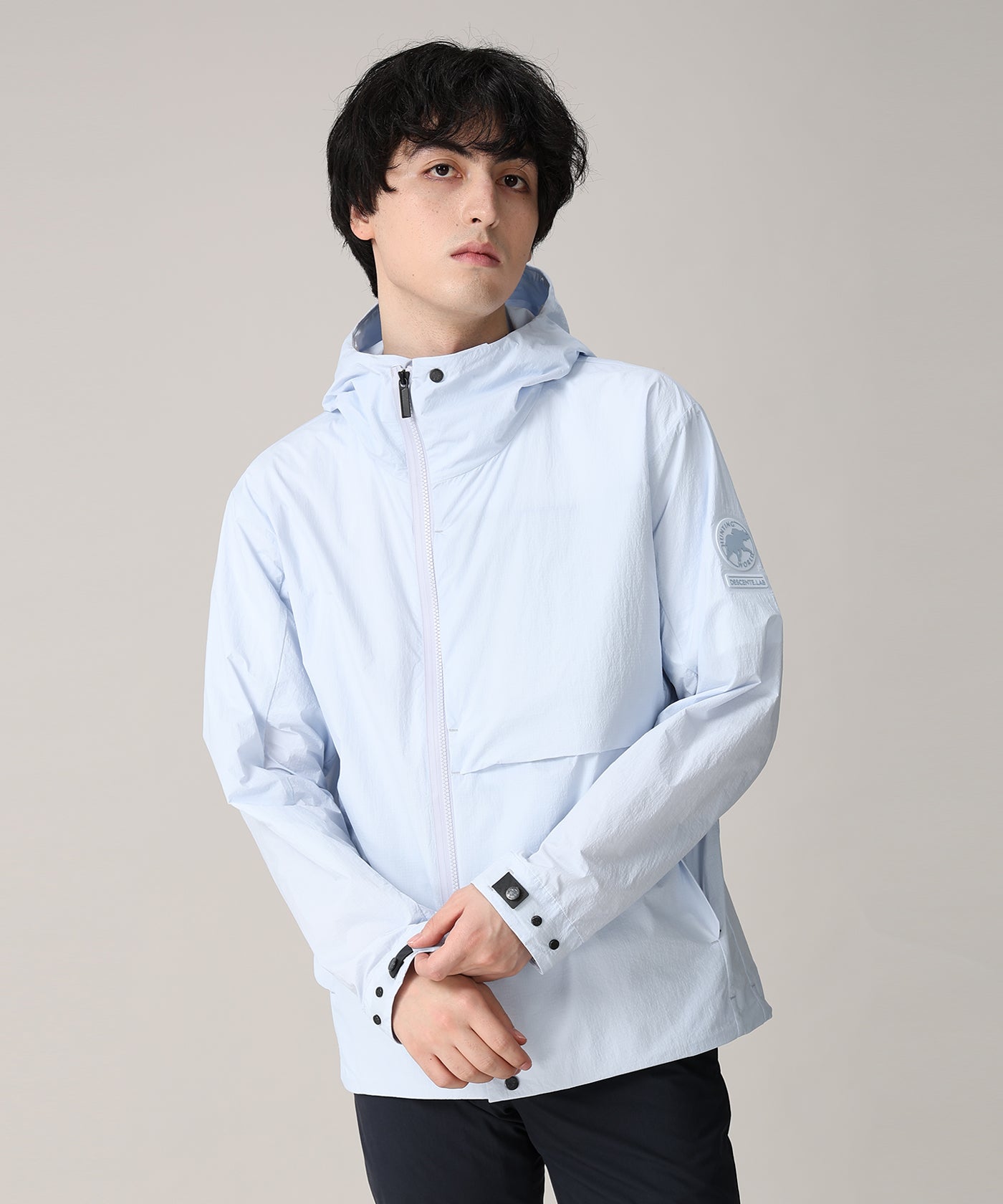 CRAFTED BY DESCENTE.LAB[リンクルリップストップ エアリーパッカブルジャケット SJK35M]ライトブルー 6235600160メンズ 1