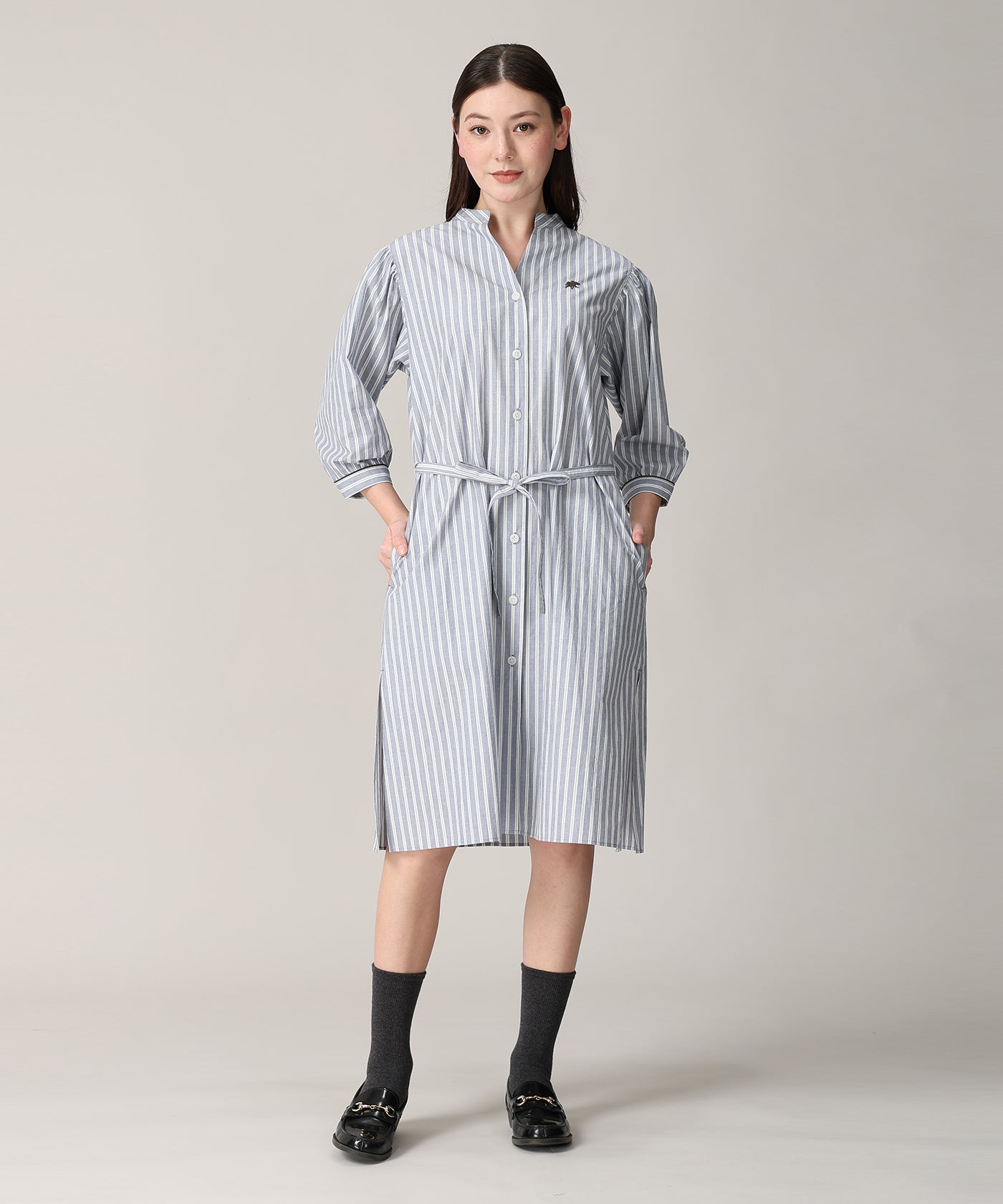 [パフスリーブドレスシャツ 61ST52]ブルー6205725275ウィメンズ 1