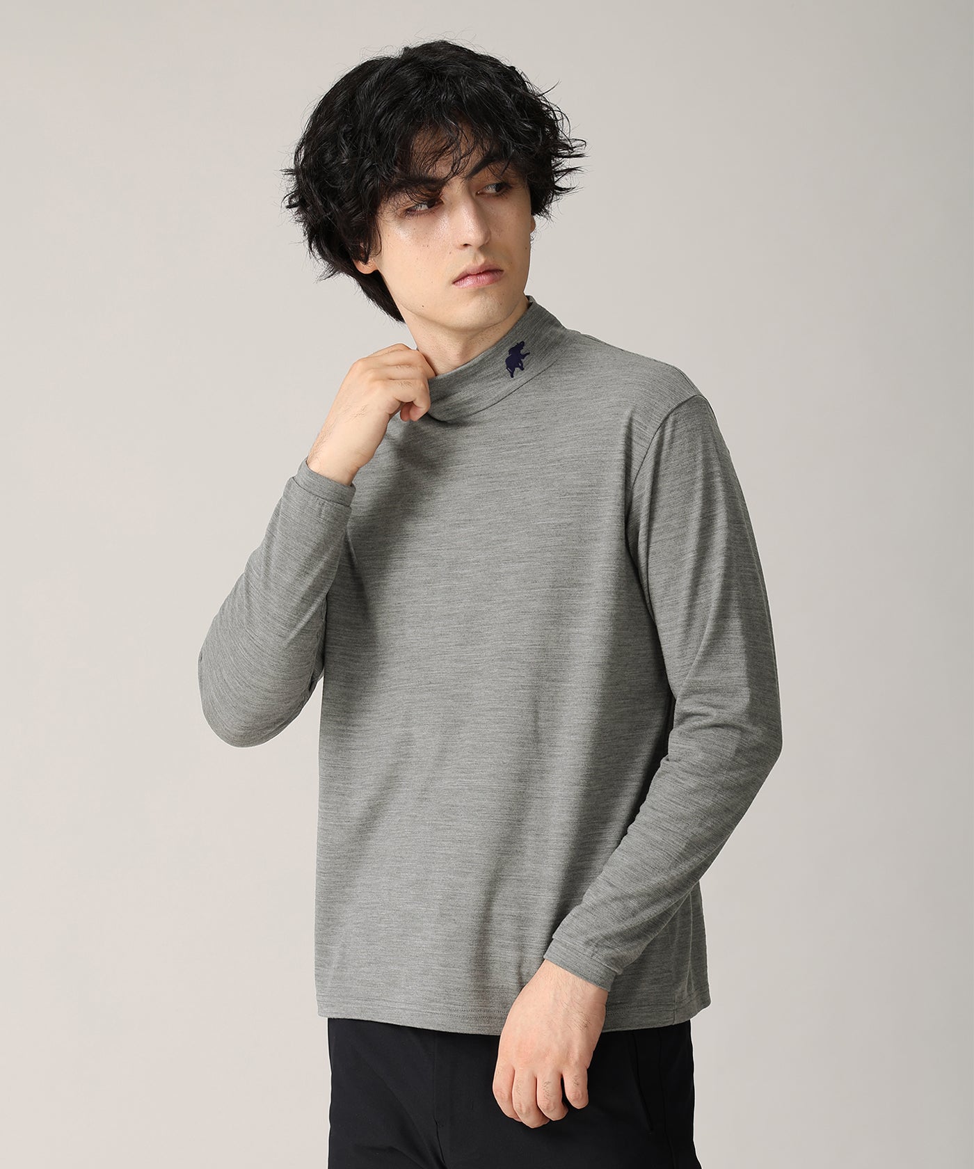 [ウールハイネックロングスリーブTシャツ 62TS04]グレー6206660405メンズ 1