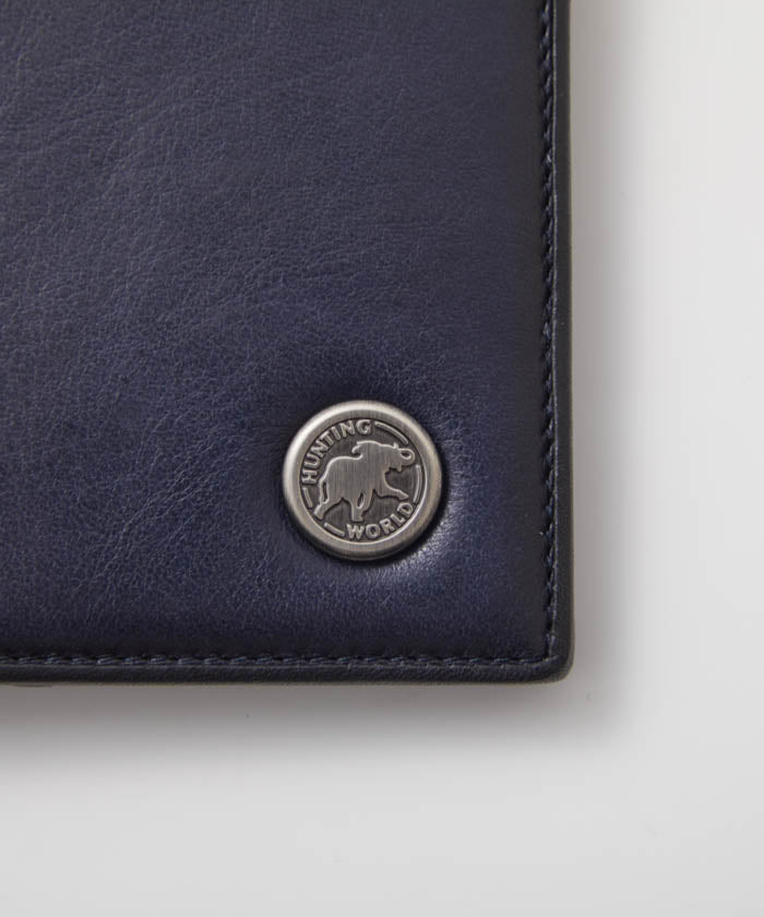 バチューレザー[ダブルウォレット383BLA]ネイビー6119037078 HUNTING WORLD
