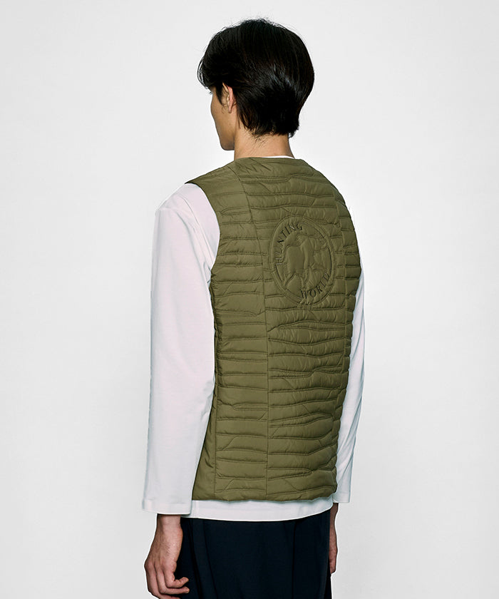 CRAFTED BY DESCENTE.LAB[ヒートナビ キルティングベスト FVE46M]オリーブ6234601146メンズ HUNTING WORLD