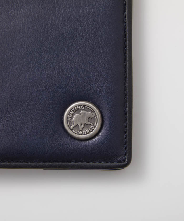 バチューレザー[カードケース390BLA]ネイビー×ネイビー6119038278 HUNTING WORLD