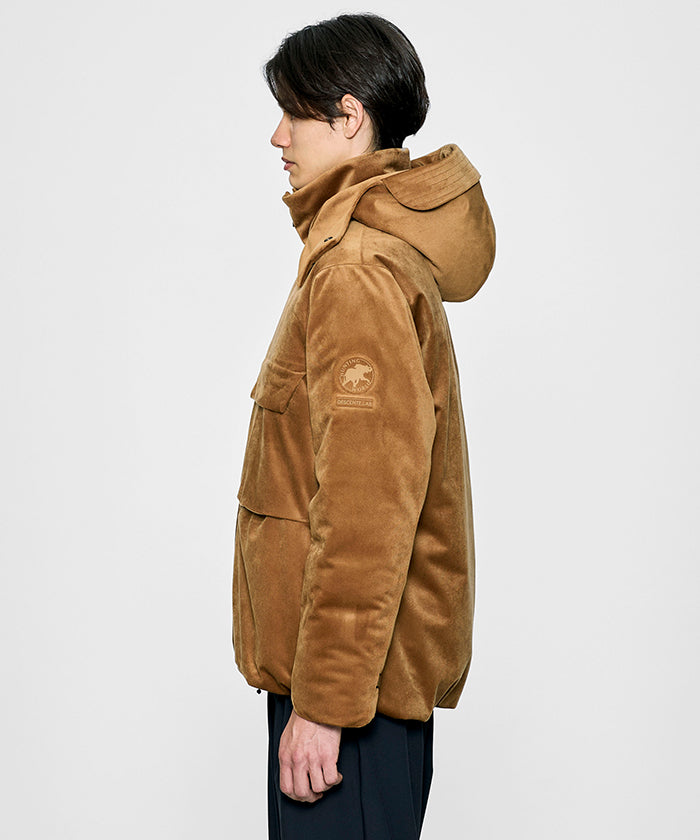 CRAFTED BY DESCENTE.LAB[シンセティック・ベロアツイル ウォータープルーフ ダウンジャケット FDJ10M]キャメル6234600134メンズ HUNTING WORLD