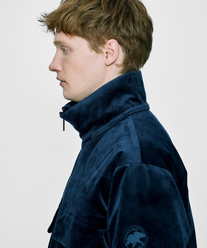 CRAFTED BY DESCENTE.LAB[シンセティック・ベロアツイル ウォータープルーフ ダウンジャケット FDJ10M]ネイビー6234600178メンズ HUNTING WORLD