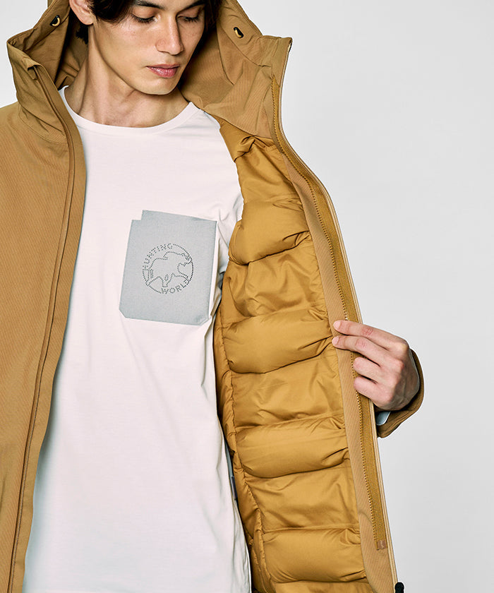 CRAFTED BY DESCENTE.LAB[オルタネイトリーウェーブ ダウンフードジャケット FDJ11M]キャメル6234600234メンズ HUNTING WORLD