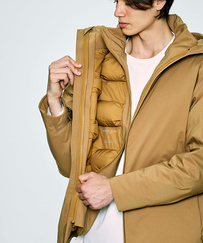 CRAFTED BY DESCENTE.LAB[オルタネイトリーウェーブ ダウンフードジャケット FDJ11M]キャメル6234600234メンズ HUNTING WORLD