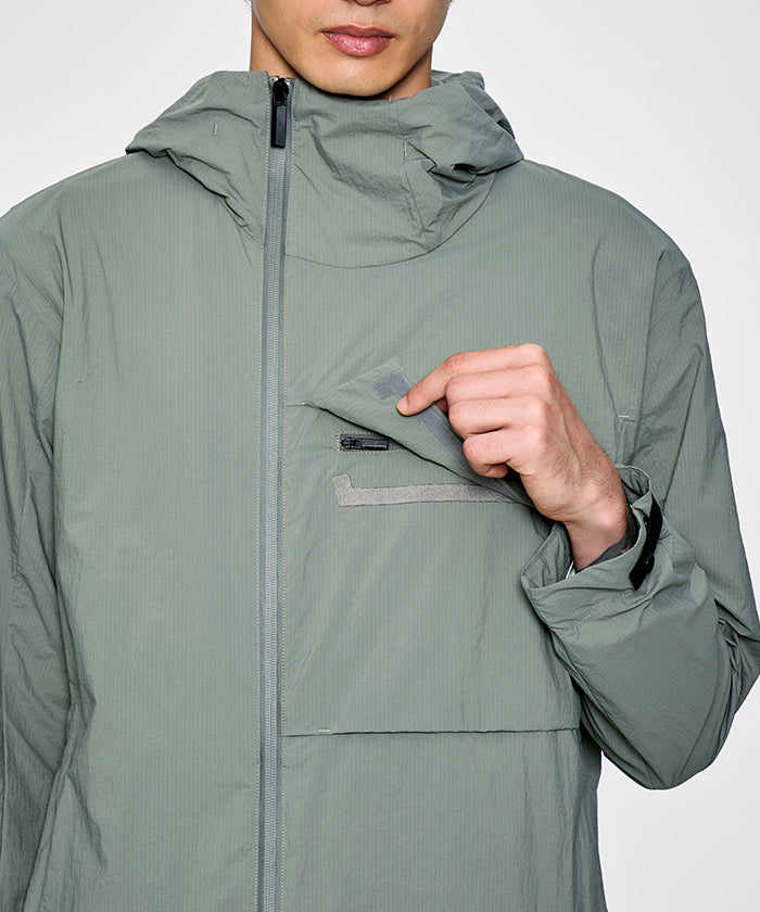 CRAFTED BY DESCENTE.LAB[リンクルリップストップ エアリーパッカブルジャケット FJK40M]グレー6234600905メンズ HUNTING WORLD