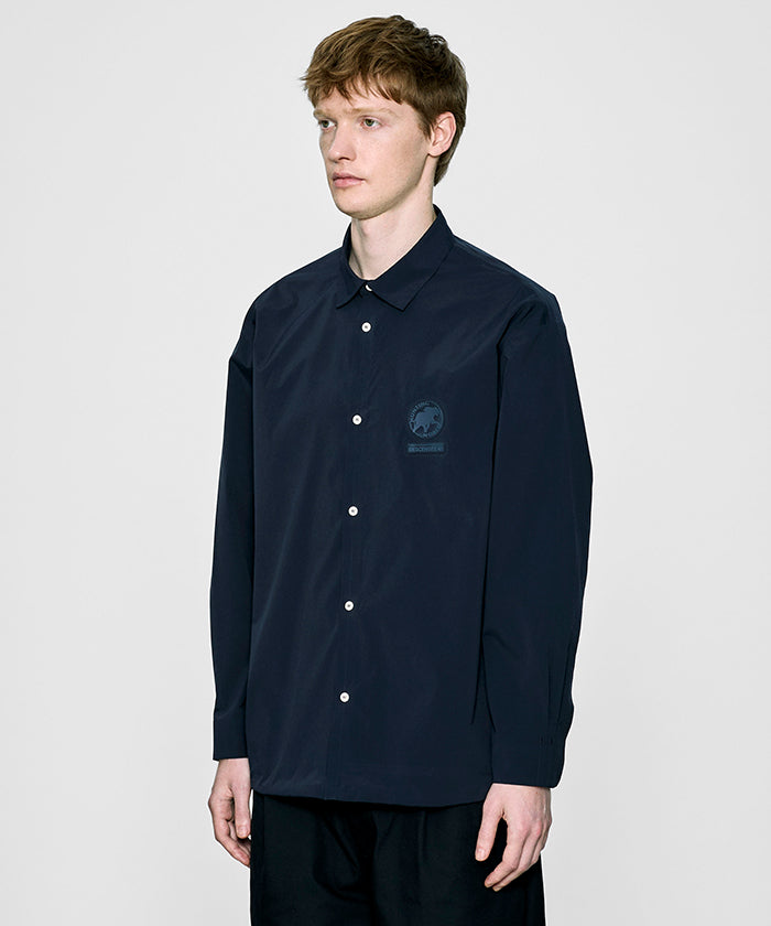 CRAFTED BY DESCENTE.LAB[タイプライタークロス ボクシーフィット長袖シャツ FLS71M]ネイビー6234601378メンズ HUNTING WORLD